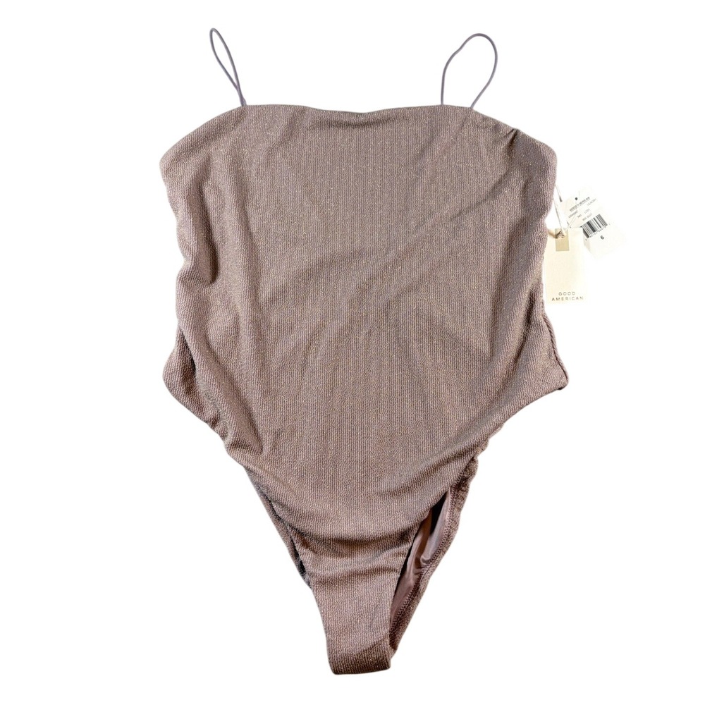 Good American | Lilac Metallic 90s Suit One Piece Swimsuit | Sparkly Glitter| 6